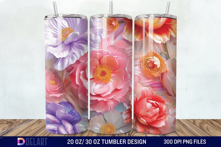 3D Painted Flower Tumbler Wrap example image 1