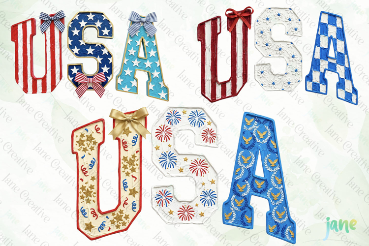 4th of July USA Painted Clipart