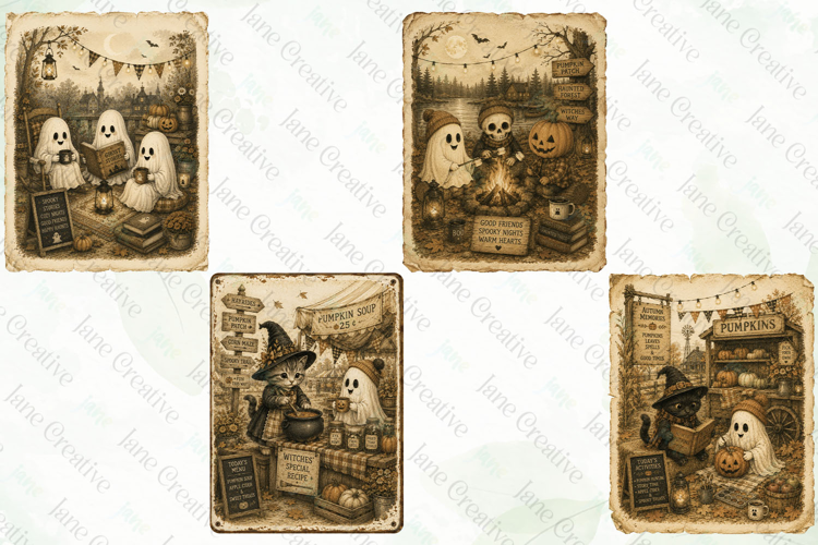 Vintage Halloween Card PNG Clipart