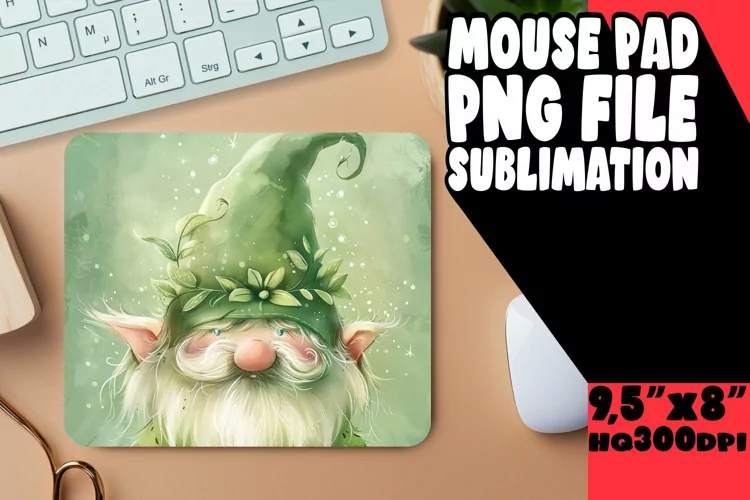 Whimsical Wilderness: Watercolor Gnome Mouse Pad Design