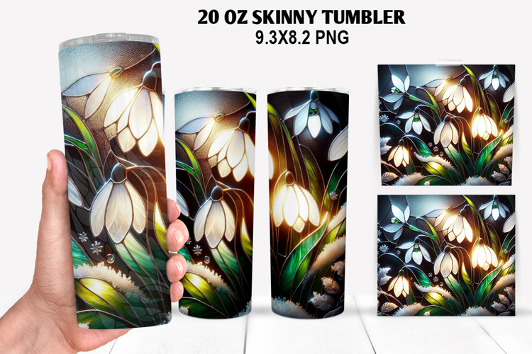 Florals Skinny Tumbler 20oz Wrap Design, Winter Tumbler PNG