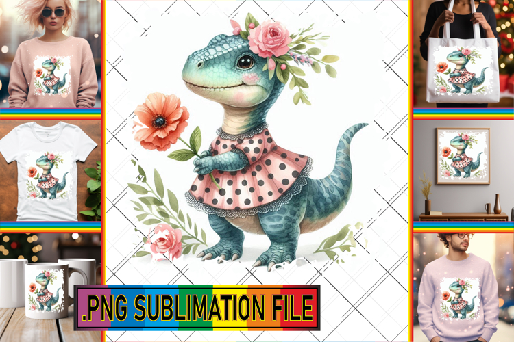 Bright TSHIRT Art PNG, Dino