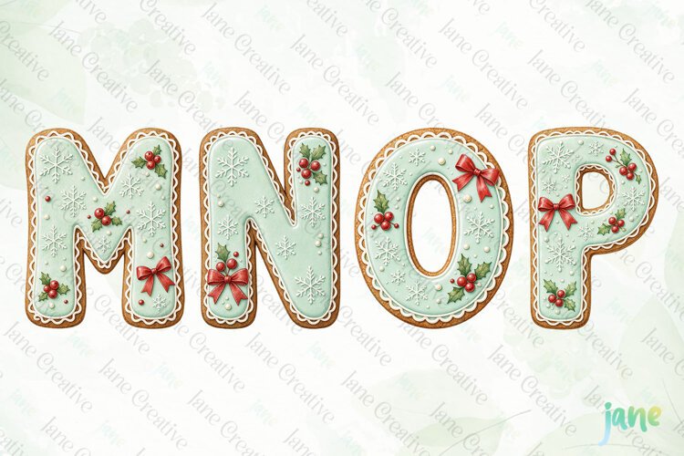 Mint Cookie Letters Clipart example image 1