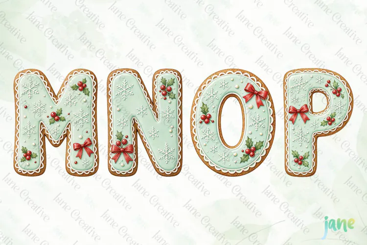 Mint Cookie Letters Clipart