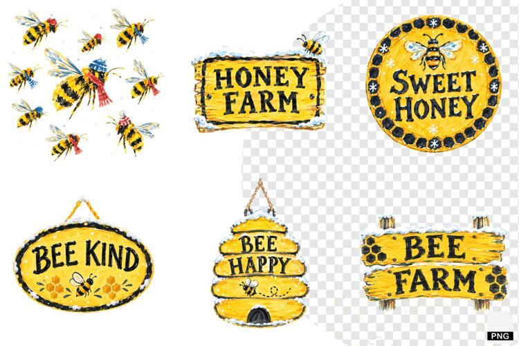 Winter Bees Garden Clipart example image 1