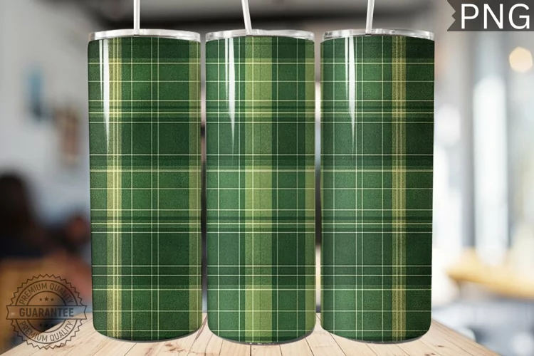 Green Plaid Tumbler Wrap - High Quality 300 Dpi