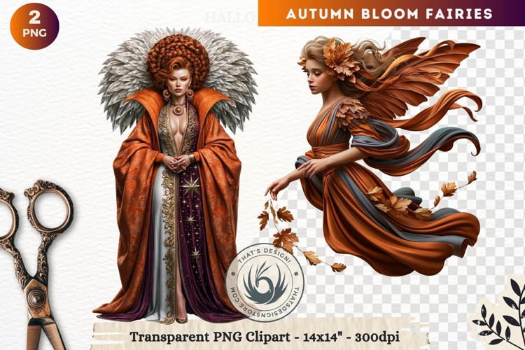 Autumn Bloom Floral Fairy Clipart, Mythical Fantasy PNG