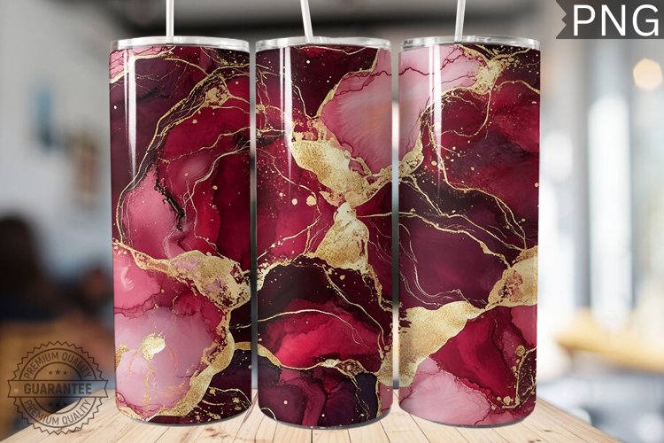 Burgundy Alcohol Ink Tumbler Wrap - High Quality 300 Dpi