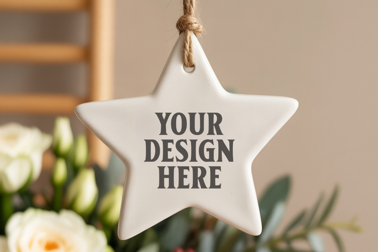 Christmas Star Ceramic Ornament Mockup | Holiday Star