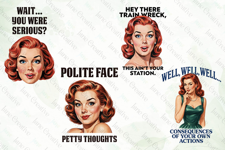 Funny Sarcastic Pin-up Girl Clipart