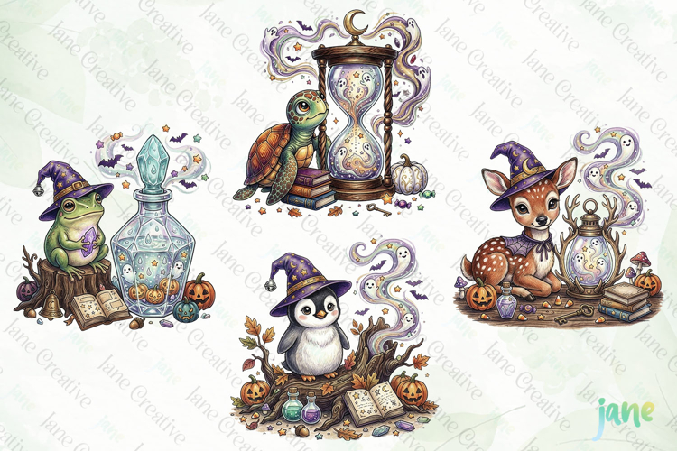 Whimsical Halloween Animal Clipart