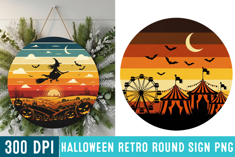 Halloween retro Round Sign Sublimation,Halloween png