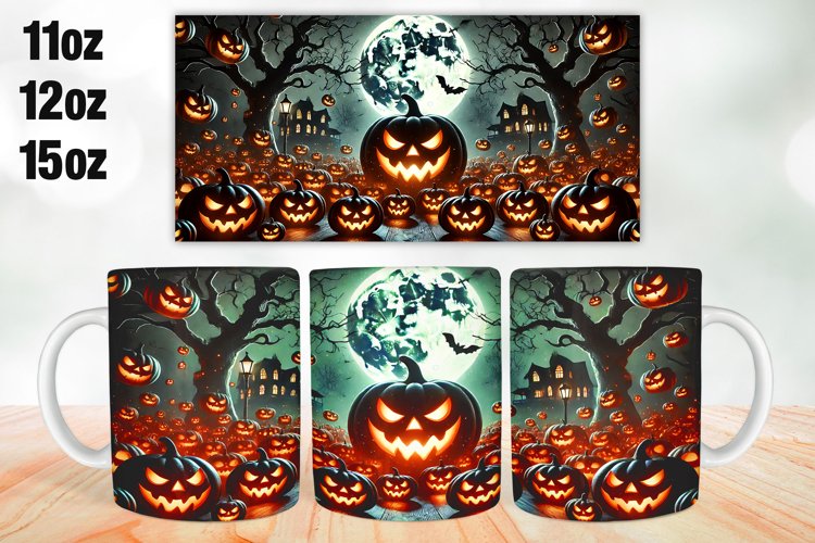 Halloween Pumpkins Mug Wrap Sublimation 11oz, 12oz, 15oz