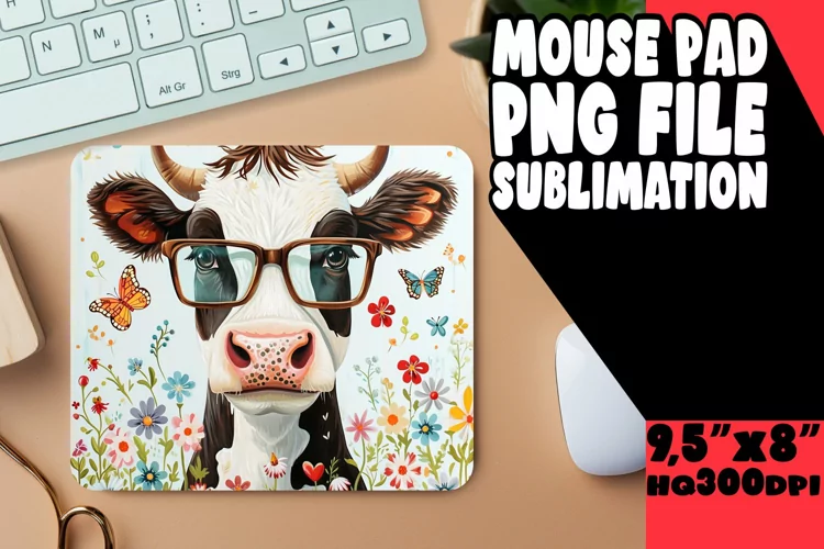 Pastel Cow Spring Mouse Pad: Sublimation Style