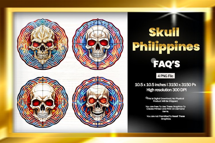 Skull Philippines Flag Wind Spinner Sublimation - 04 Variati