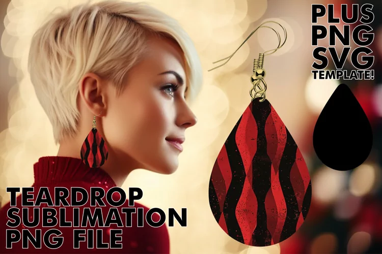 Red Glitter Earrings with Sublimation Charm