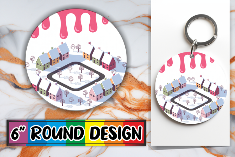 Bright Round Keychain Sublimation, Winter