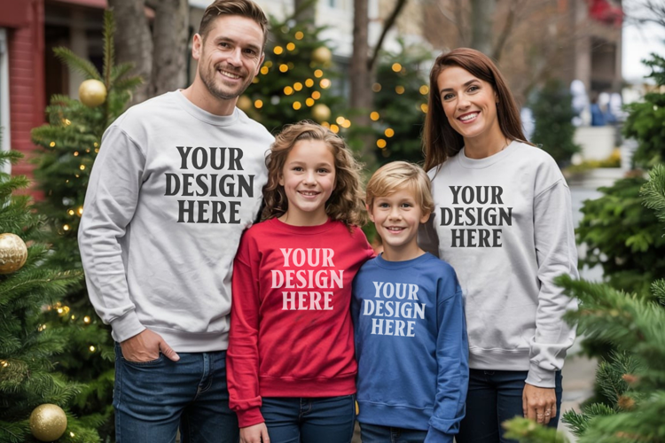 Christmas Family Matching T-Shirt Mockups | Holiday Group