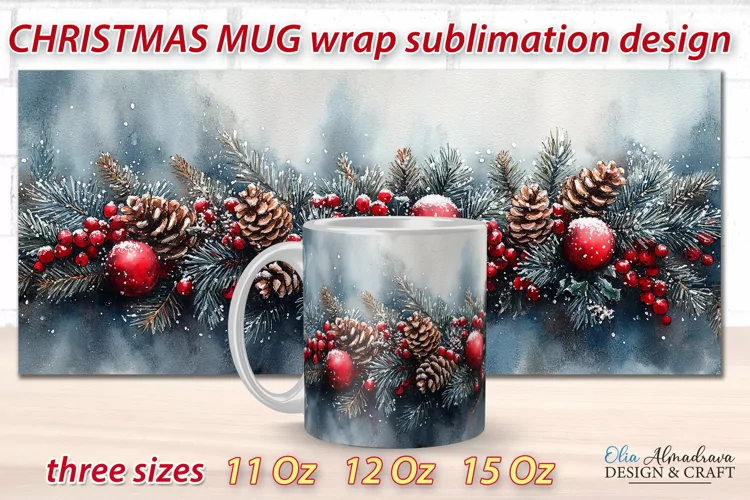 Christmas Mug Wrap design| Mug Sublimation Cricut Templates
