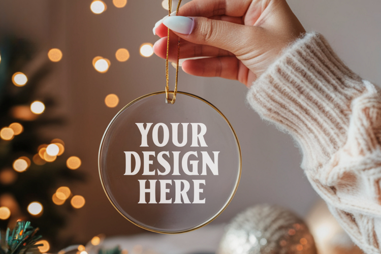 Acrylic Christmas Ornament Mockups | Clear Holiday Ornament