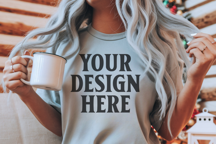 Grey Christmas Comfort Colors 1717 Mockups, CC 1717 m