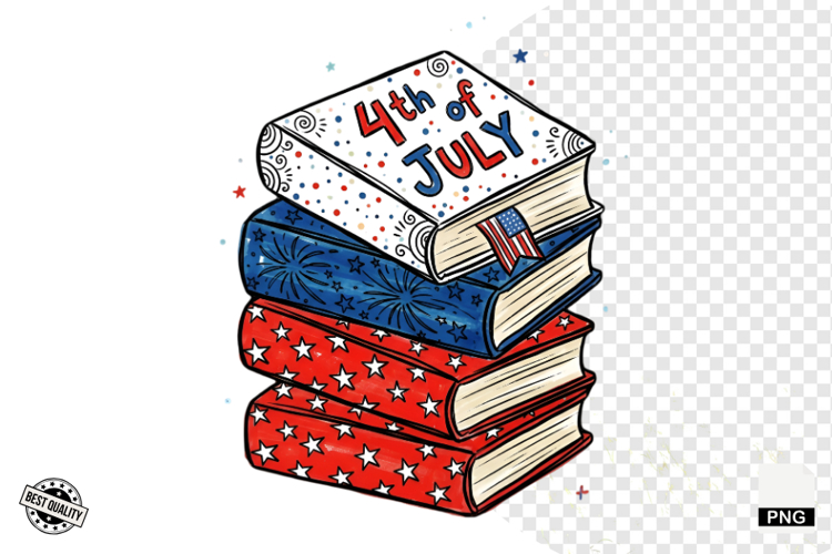 4th of July Books Reading Clipart example image 1