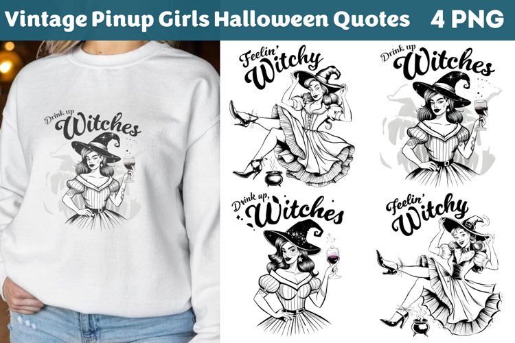 Vintage Pin-up Girls Halloween, Halloween Sublimation