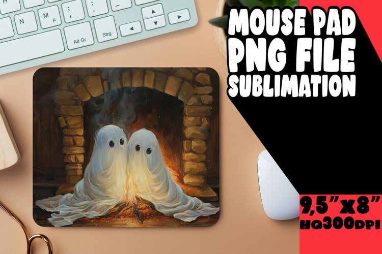 Halloween Mouse Pad Ghost Design PNG
