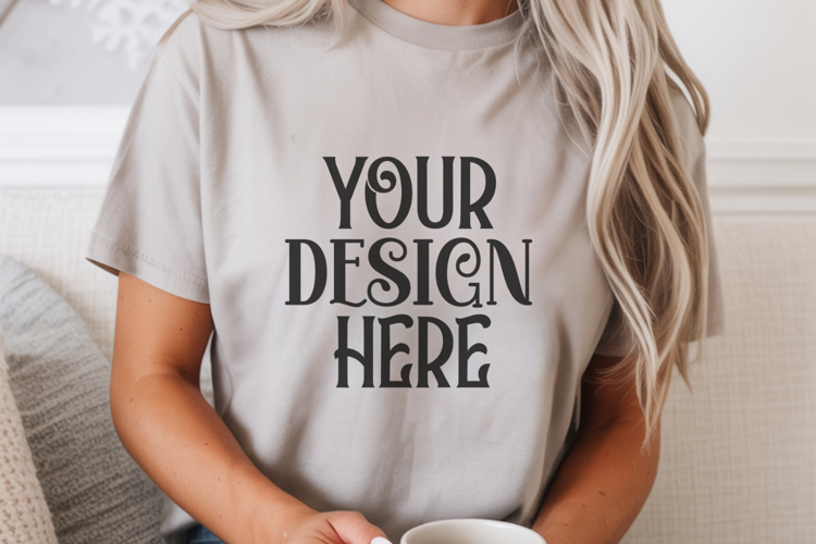 Grey Comfort Colors 1717 Christmas Mockup, CC 1717