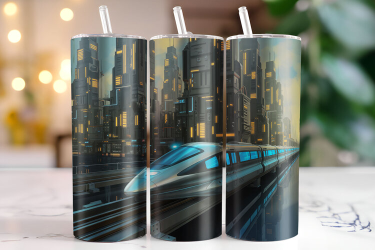 Train Tumbler Wrap | Sublimation | Tumblers example image 1