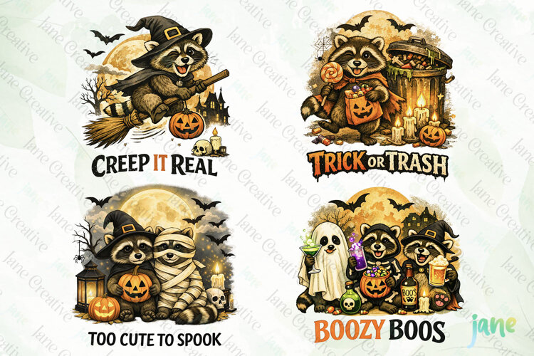 Funny Halloween Raccoon Clipart example image 1