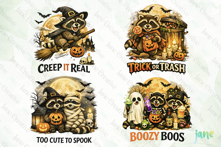 Funny Halloween Raccoon Clipart