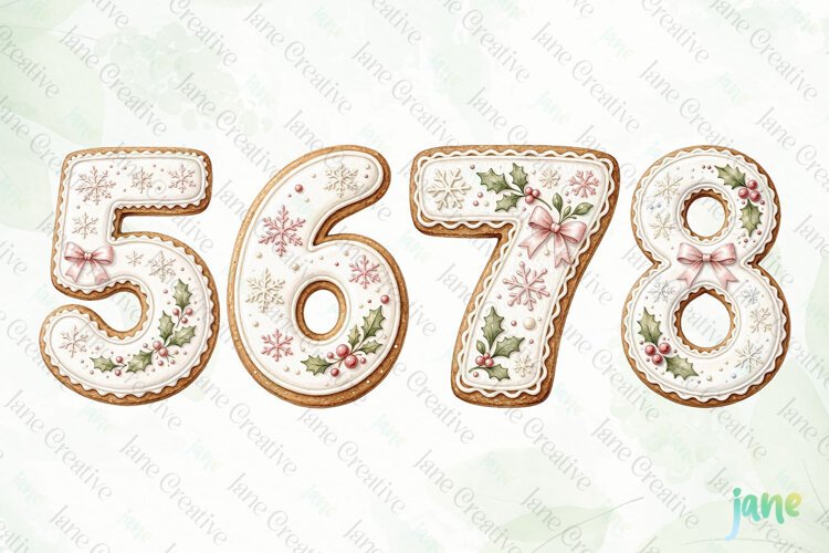 Christmas Cookie Number Clipart example image 1