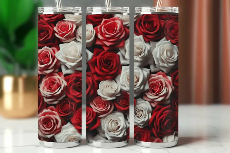 Valentine Tumbler Wrap 20 oz - Roses flower