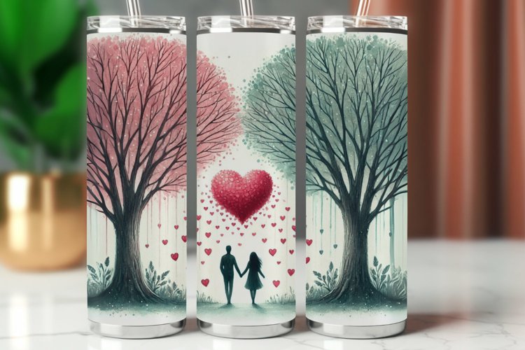 Valentine Tumbler Wrap 20 oz - couple love tree example image 1