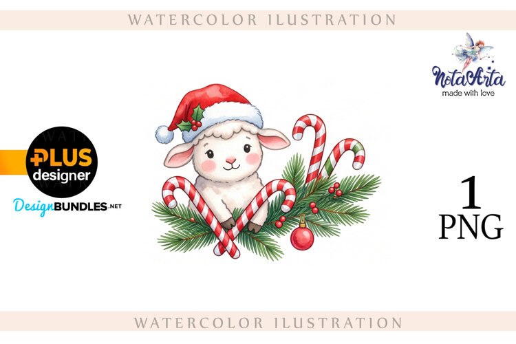 Christmas Sheep in Watercolor Style example image 1