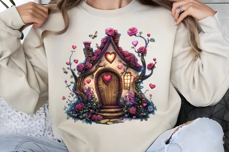 Valentines Day Fairy Houses Clipart PNG