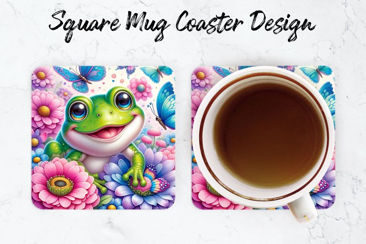 Frog with Mug coaster | Coaster | Sublimation example image 1