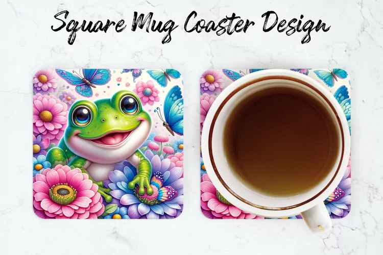 Frog with Mug coaster | Coaster | Sublimation