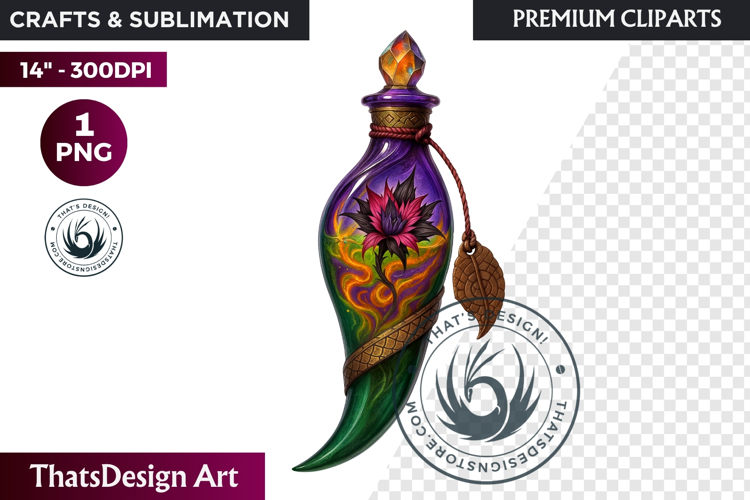 Magical Potion Bottles PNG, Fantasy Witchcraft Clipart witch