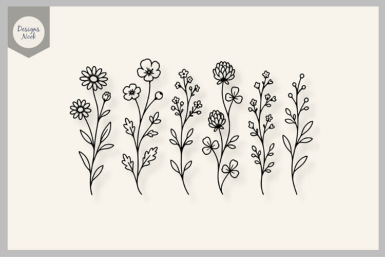 Wildflower Meadow SVG, Cottagecore Floral Svg, Minimalist example image 1