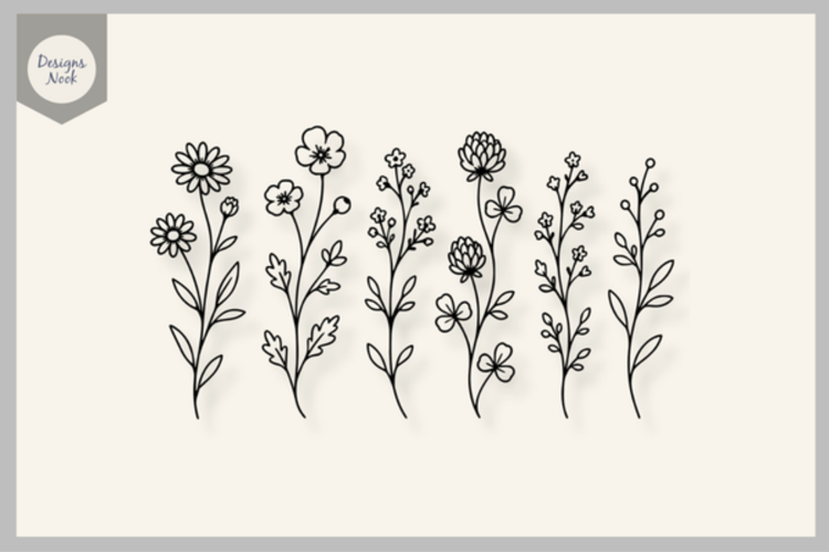 Wildflower Meadow SVG, Cottagecore Floral Svg, Minimalist