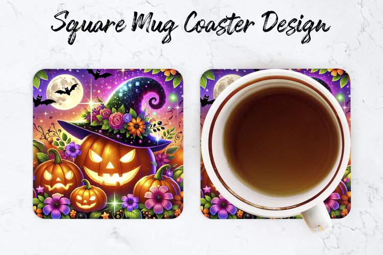 Halloween Pumpkin Mug coaster | Coaster | Sublimation Design
