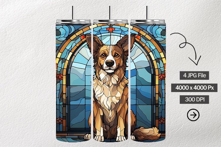 Dog Stained Glass Square Coaster - 04 Variations example image 1