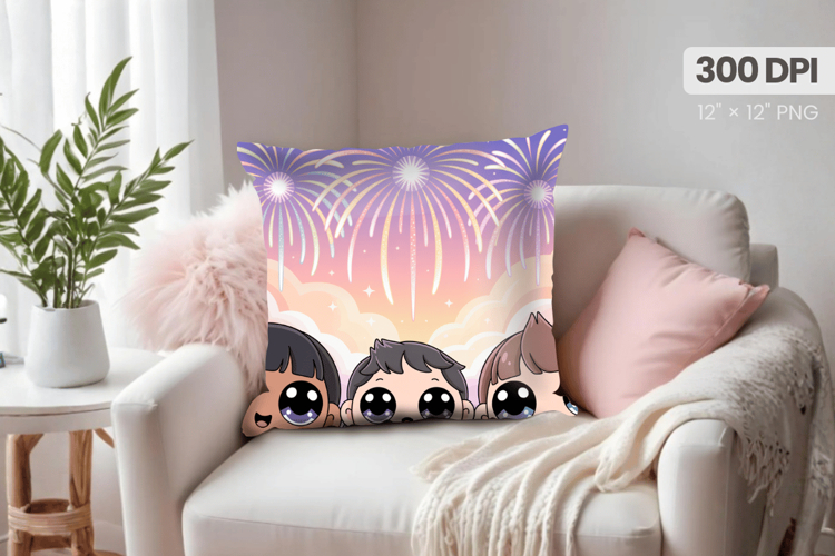 Happy New Year PNG Pillow, Festive New Years Eve 2026 PNG