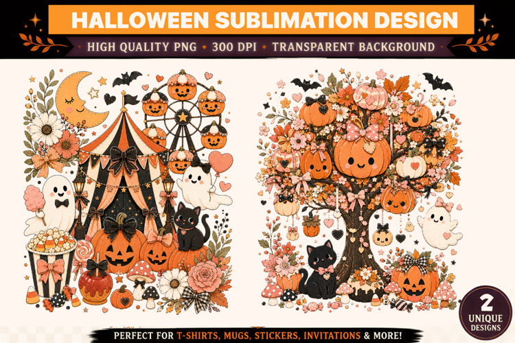 Halloween Clipart,2 Spooky Sublimation ,Whimsical Halloween