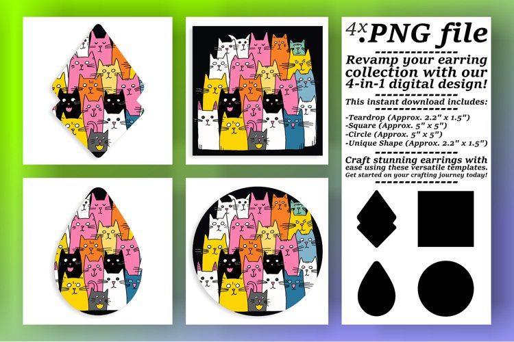 Feline Fantasy: Colorful Cat Sublimations example image 1