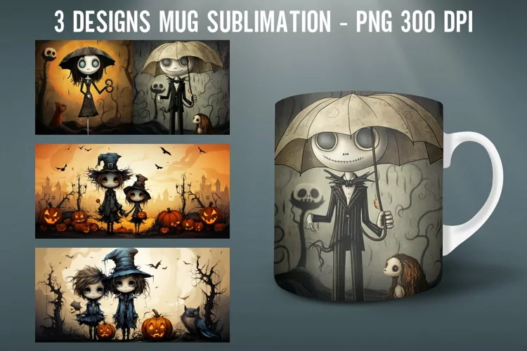 Halloween Zombie Doll Mug Wrap Sublimation Designs