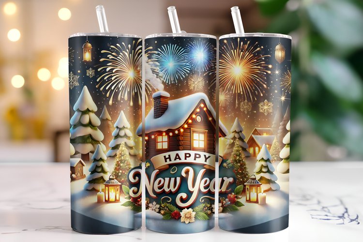 Christmas happy new year 2025 Tumbler Wrap | Sublimation example image 1