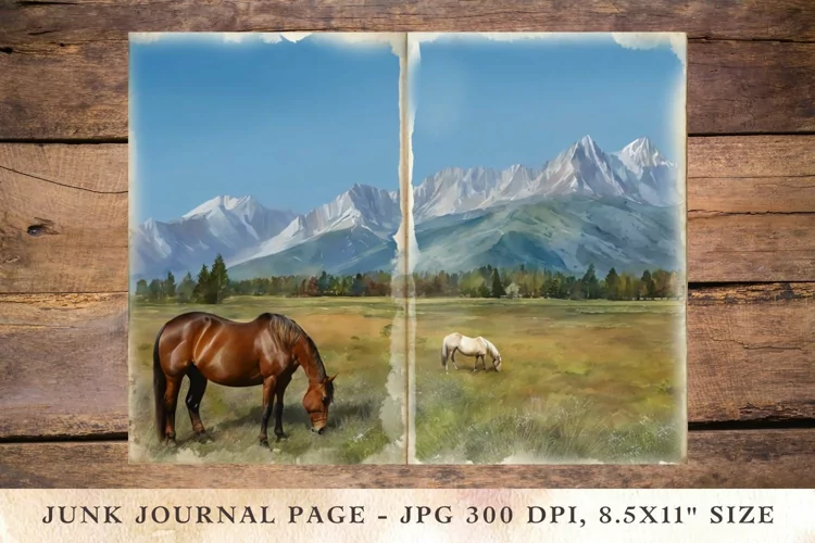 Printable Junk Journal Pages highland horse 3